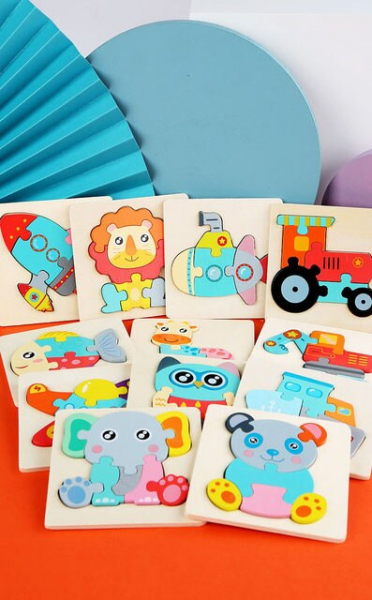 Mini Puzzle din lemn Animale si Vehicole 3d [2]