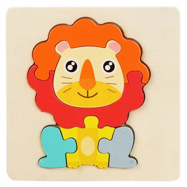 Mini Puzzle din lemn Animale si Vehicole 3d [5]