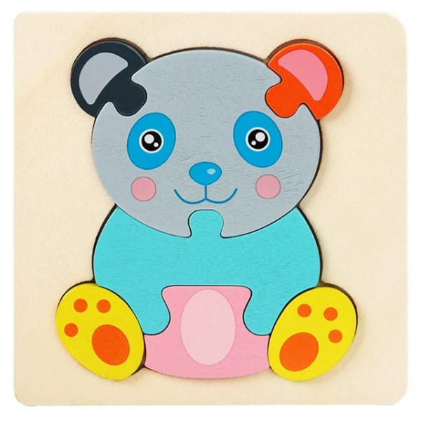 Mini Puzzle din lemn Animale si Vehicole 3d [6]
