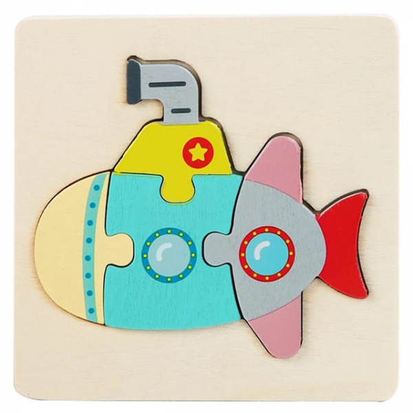 Mini Puzzle din lemn Animale si Vehicole 3d [8]