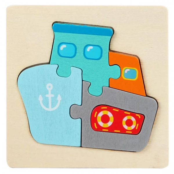 Mini Puzzle din lemn Animale si Vehicole 3d [13]