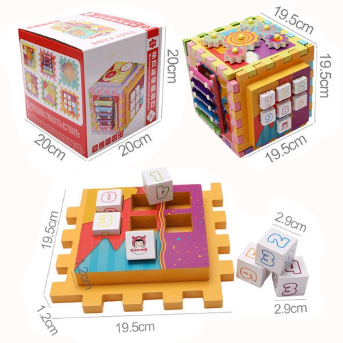 Joc Cub din Lemn multifunctional 6 in 1 Puzzle [7]
