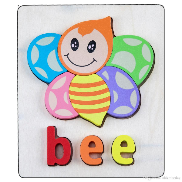 Set 2 Puzzle Educational din Lemn 3D Imagini cuvinte in Engleza. [5]