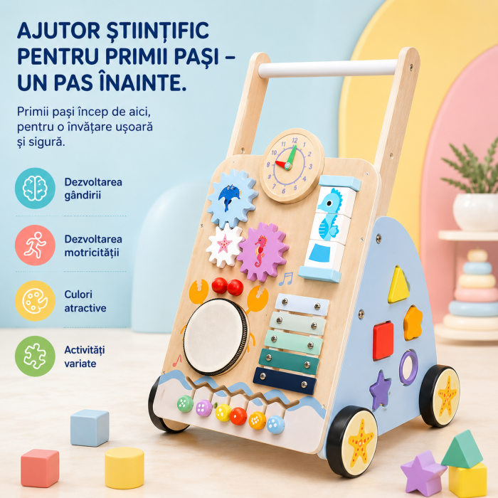 Antemergator din Lemn 8 in 1 cu Activitati Educative [2]
