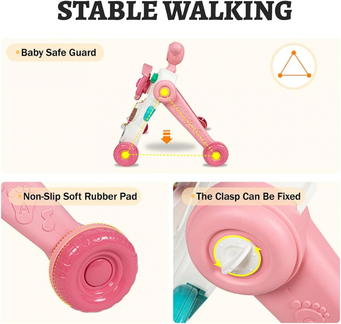 Antepremergator Roz 2 in 1 pentru Bebelusi - Transformabil in Masuta de Activitati [2]