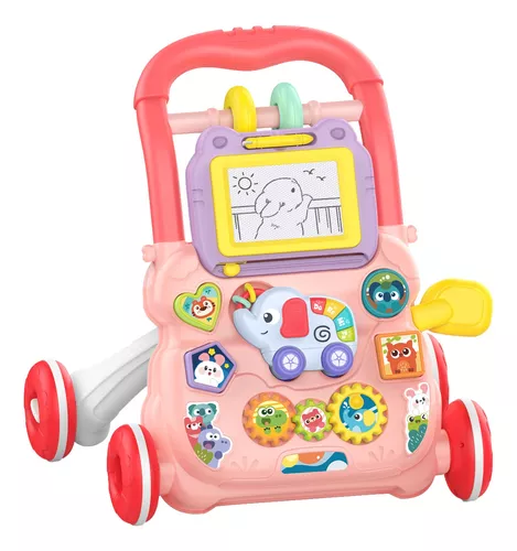 Antepremergator Roz Bebe cu Tabla de Scris si Jucarii Detasabile [1]