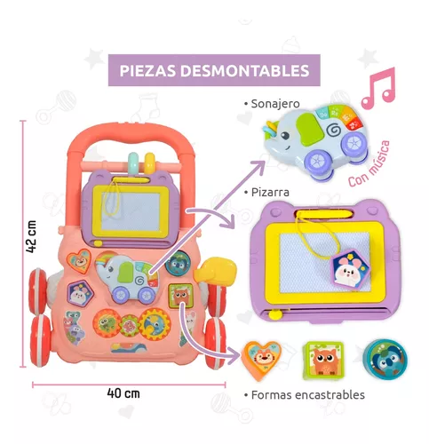 Antepremergator Roz Bebe cu Tabla de Scris si Jucarii Detasabile [5]