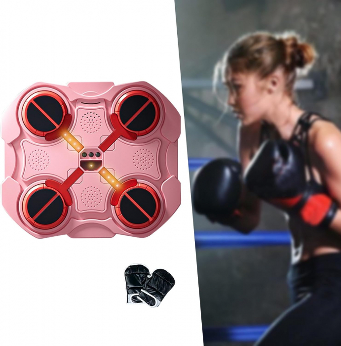 Aparat de Box Muzical cu LED Tactil Roz – Fitness Interactiv pentru Acasa, Birou sau Sala [3]