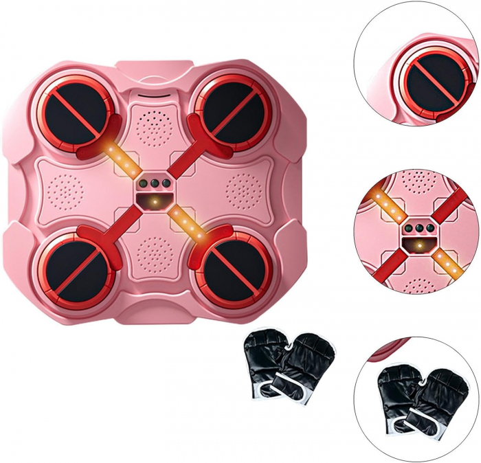 Aparat de Box Muzical cu LED Tactil Roz – Fitness Interactiv pentru Acasa, Birou sau Sala [4]