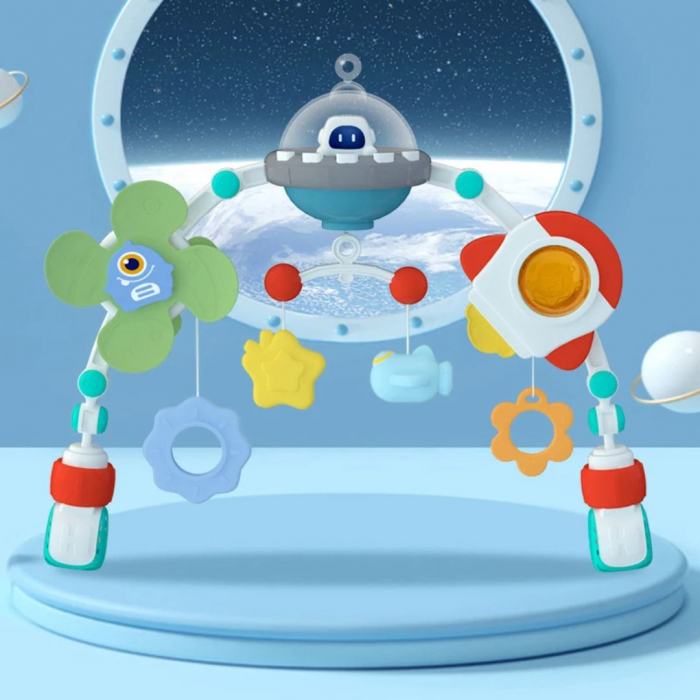 Arc Muzical pentru Bebelusi cu Astronaut Rotativ si Racheta - Jucarie Senzoriala Multicolora [2]