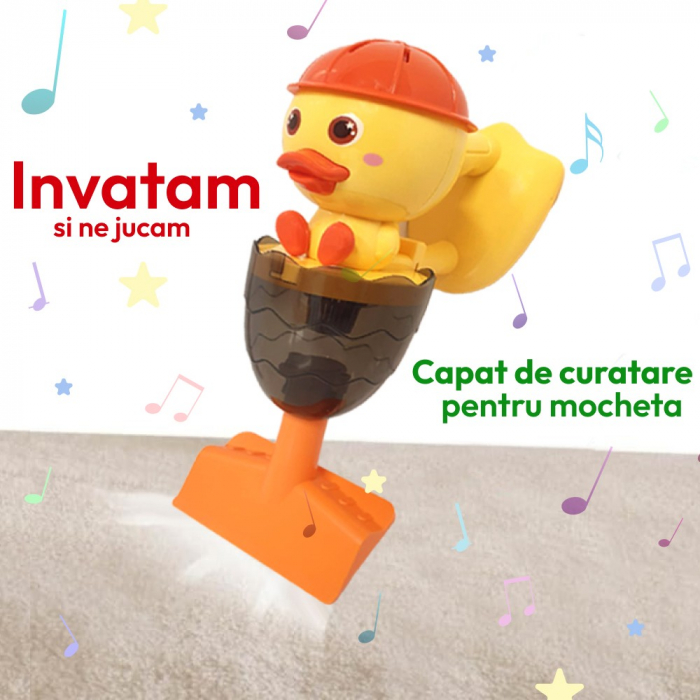 Aspirator Vertical de Jucarie pentru Copii – Interactiv, cu Lumina si Sunete, Model Ratusca [7]