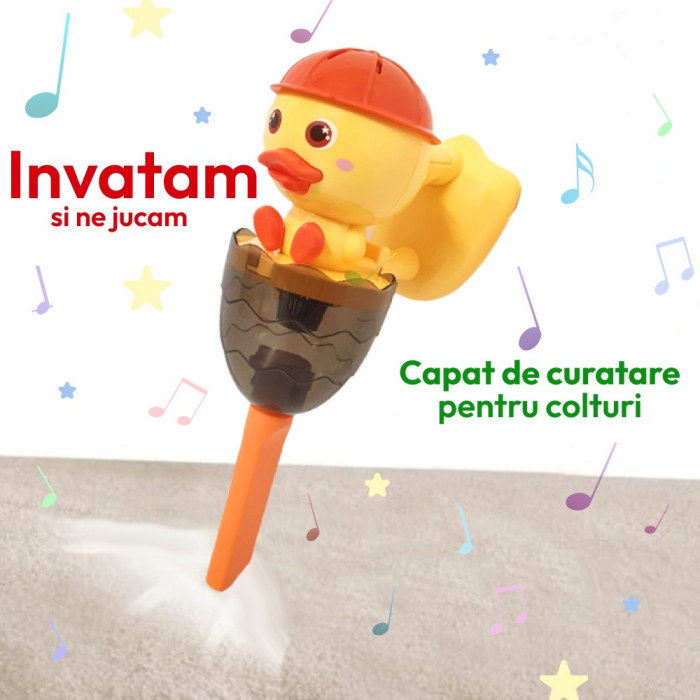 Aspirator Vertical de Jucarie pentru Copii – Interactiv, cu Lumina si Sunete, Model Ratusca [3]
