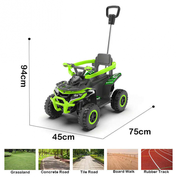 ATV electric 6 V cu maner de impins si telecomanda Albastru– muzica, lumini [2]
