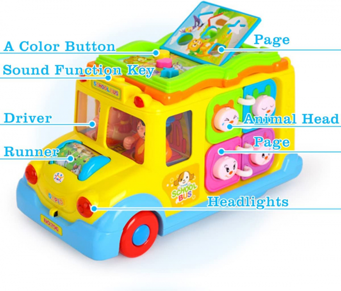 Autobuz Interactiv Muzical cu Luminini - Autobuzul Scolar Hola Toys [5]