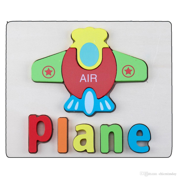Set 2 Puzzle Educational din Lemn 3D Imagini cuvinte in Engleza. [7]