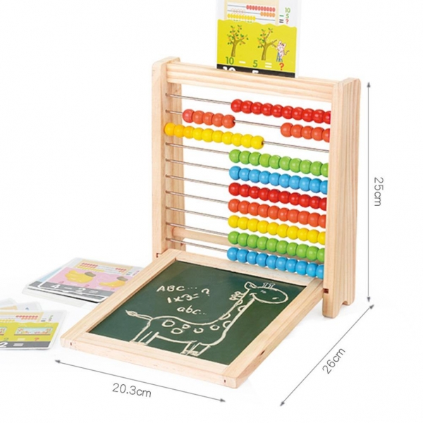 Abac cu Tabla cu 2 Fete din Lemn cu Accesorii 4 in 1 [6]