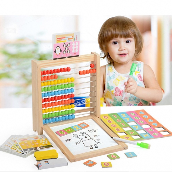 Abac cu Tabla cu 2 Fete din Lemn cu Accesorii 4 in 1 [2]