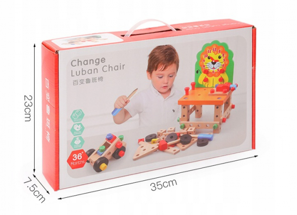 Banc lucru lemn Scaun cu ceas Leu Ansambleaza scaunelul [7]