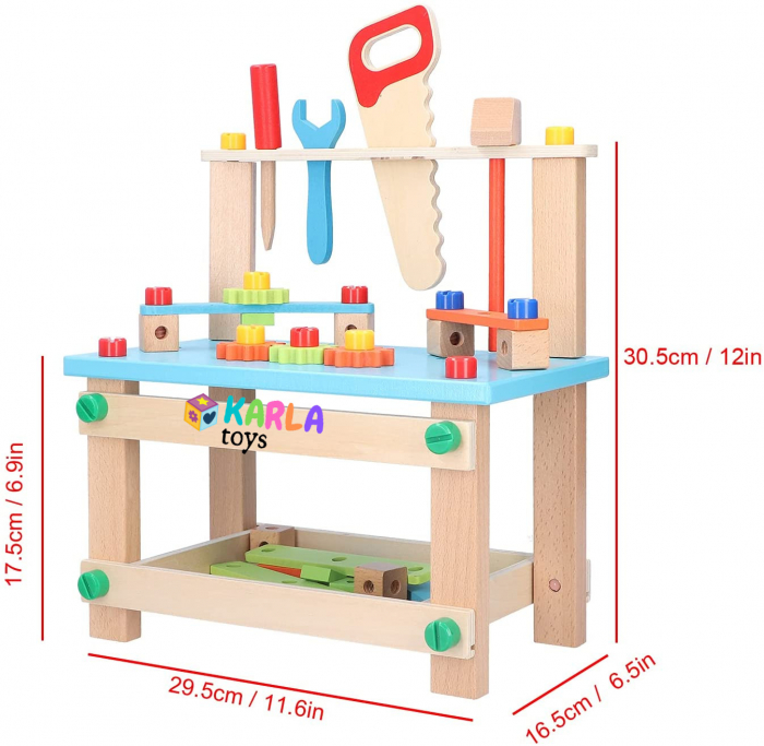 Banc de Lucru din Lemn pentru Copii – Set de Unelte Educativ si Interactiv [4]