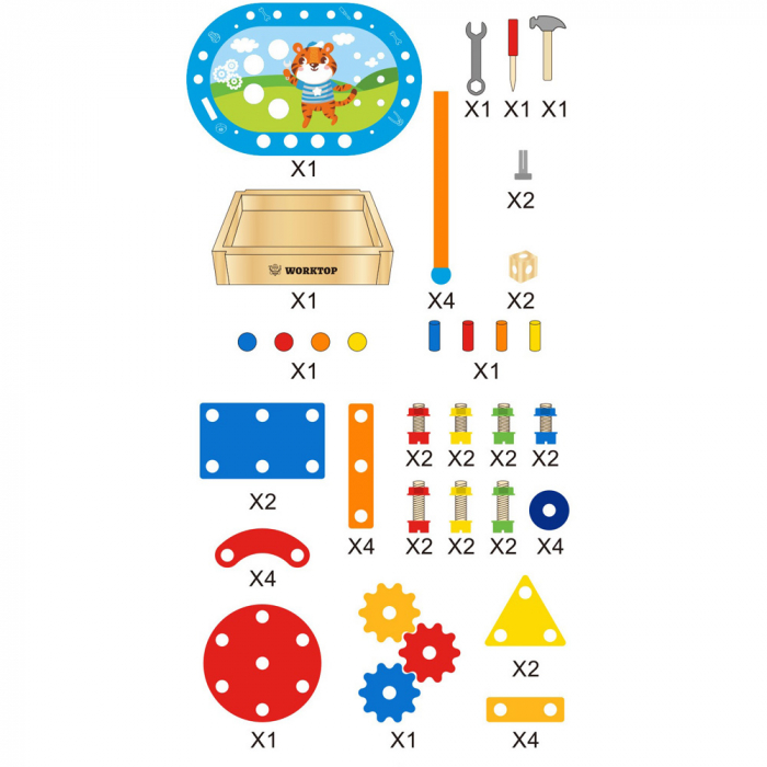 Banc de Scule din Lemn Tigru - Jucarie Educativa Montessori [3]
