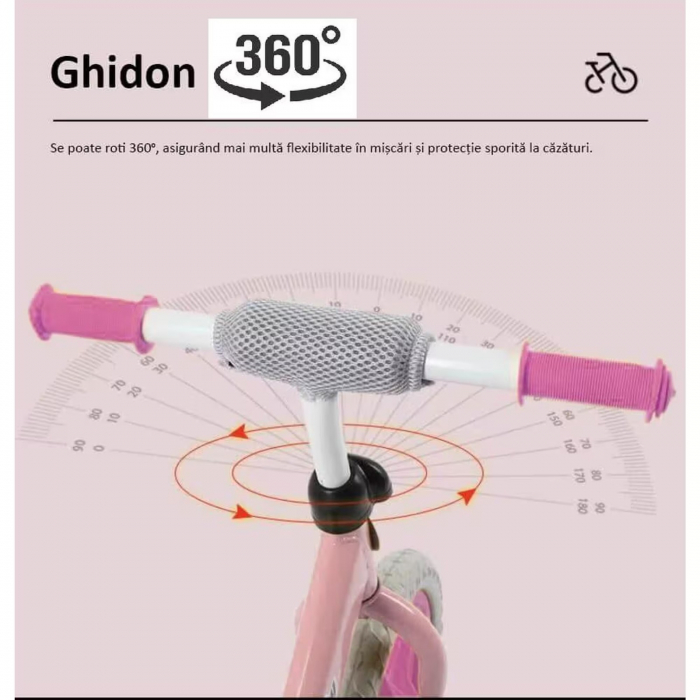 Bicicleta de Echilibru Fara Pedale Galben – 12 Inch Ghidon Sa Reglabila Roti Eva [4]
