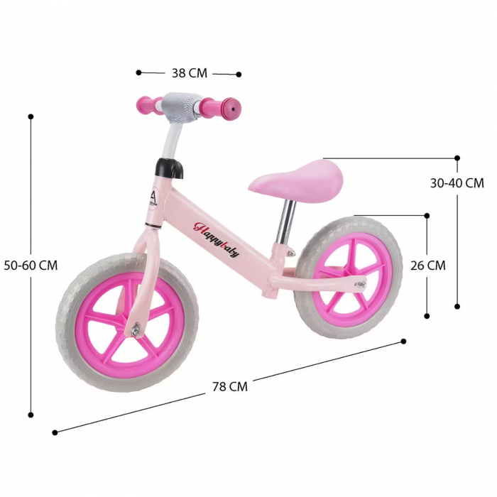 Bicicleta de Echilibru Fara Pedale Galben – 12 Inch Ghidon Sa Reglabila Roti Eva [3]