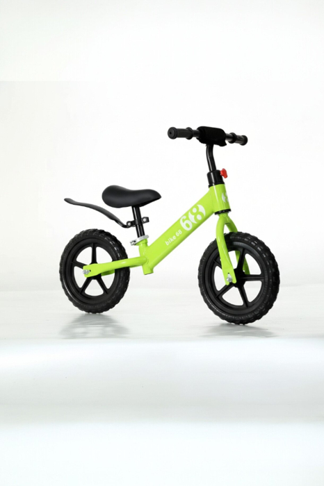 Bicicleta de Echilibru, Fara Pedale, Roti Cauciuc 14 Inch, Sa si Ghidon Reglabile Verde [3]