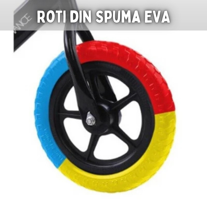 Bicicleta Echilibru Fara Pedale Albastru, Roti Multicolore EVA, 2-5 Ani [3]