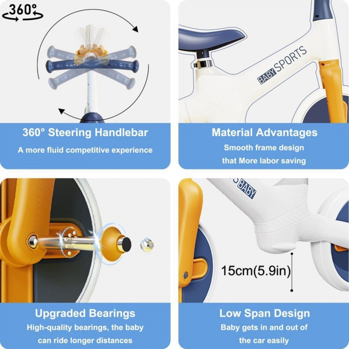 Bicicleta Ergonomica de Echilibru Balance Start – Bicicleta Fara Pedale Alba [4]