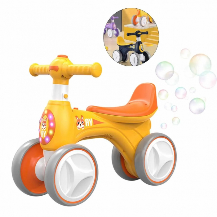 Bicicleta Fara Pedale cu Lumina, Muzica & Baloane de Sapun Galbena [2]