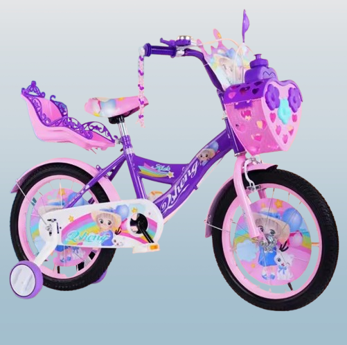 Bicicleta Mov 12 Inch 2-4 Ani Roti Ajutatoare, Cos, Scaunel Papusi [3]