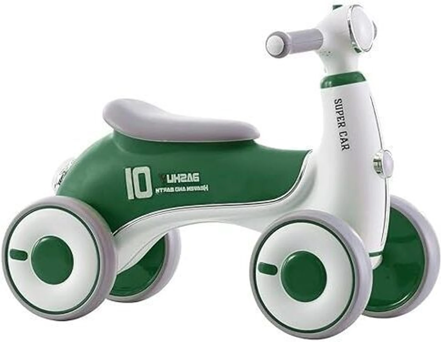 Bicicleta Verde de Echilibru Copii 4 Roti cu Lumini si Muzica, Ride-On [2]