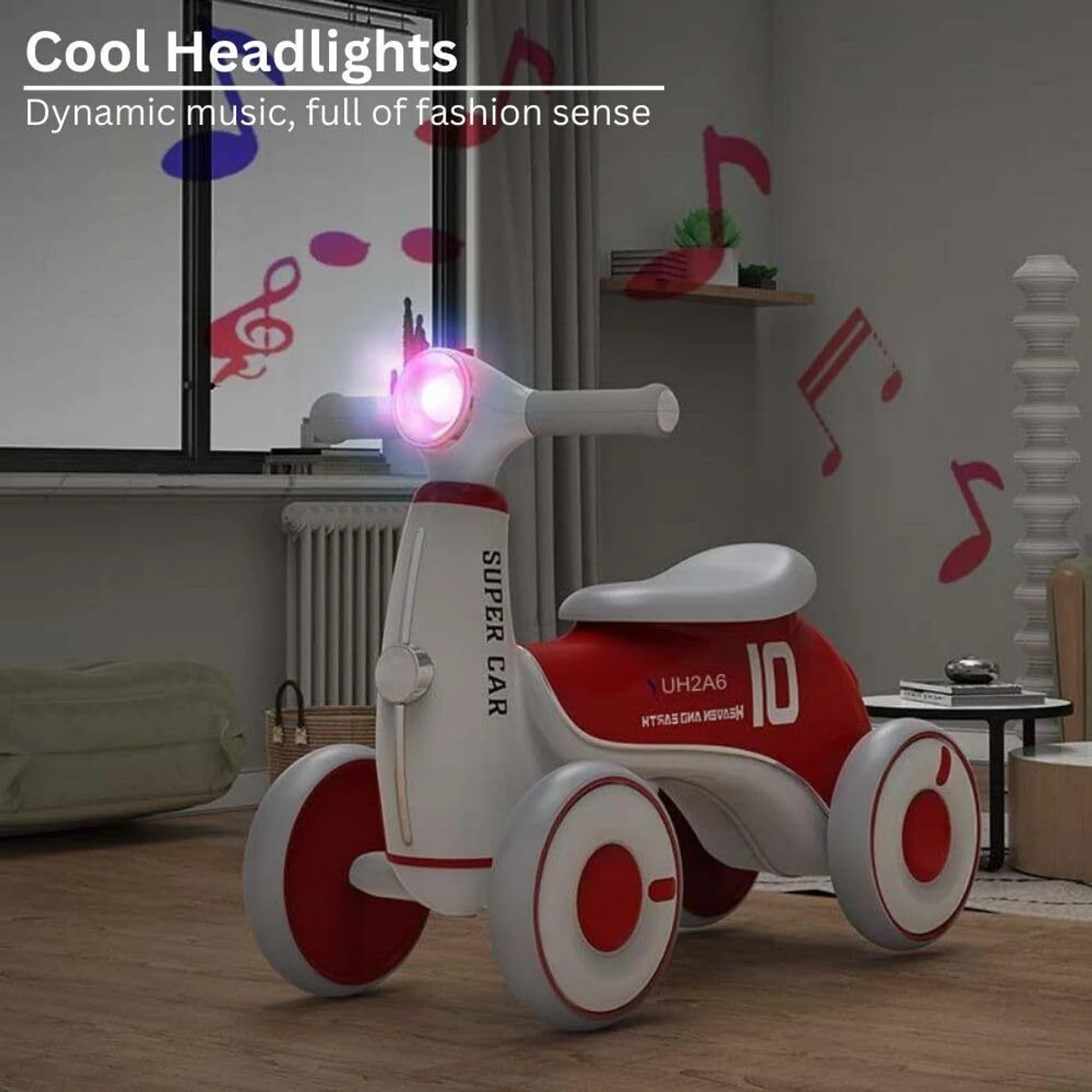 Bicicleta Rosie de Echilibru Copii 4 Roti cu Lumini si Muzica, Ride-On [2]