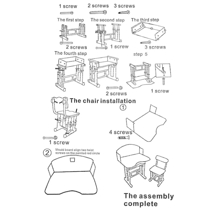 Birou ergonomic pentru copii cu scaun – din MDF și metal Trenulet [2]