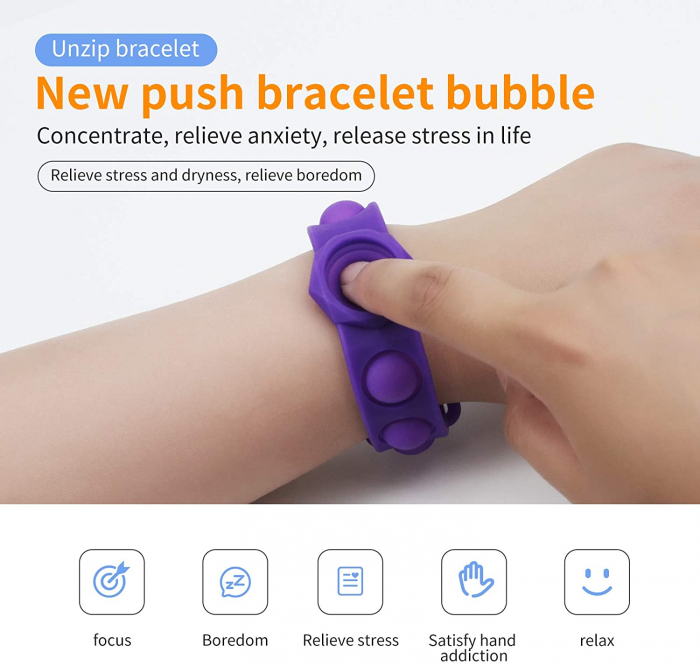 Bratara senzoriala Pop It  Push Bubble Fidget din silicon [2]