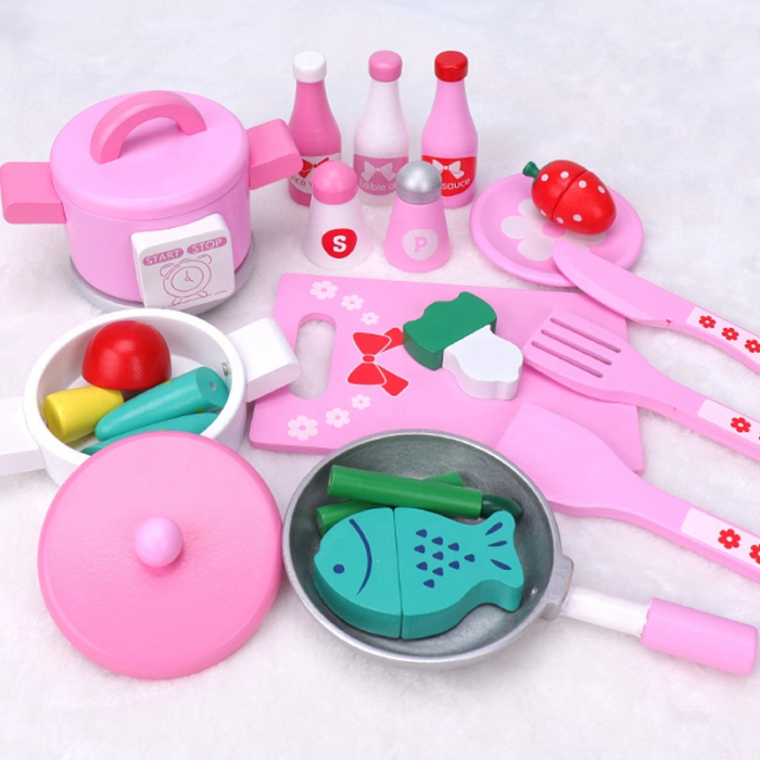 Bucatarie copii din lemn Pink cu accesorii [2]