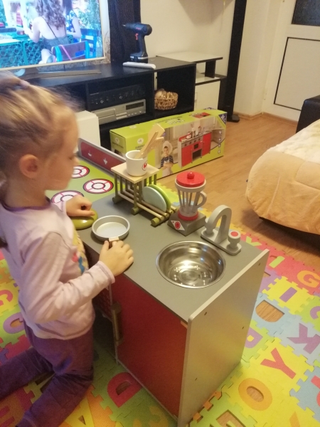 Bucatarie de Lemn copii Dubla European Kitchen cu Accesorii [5]