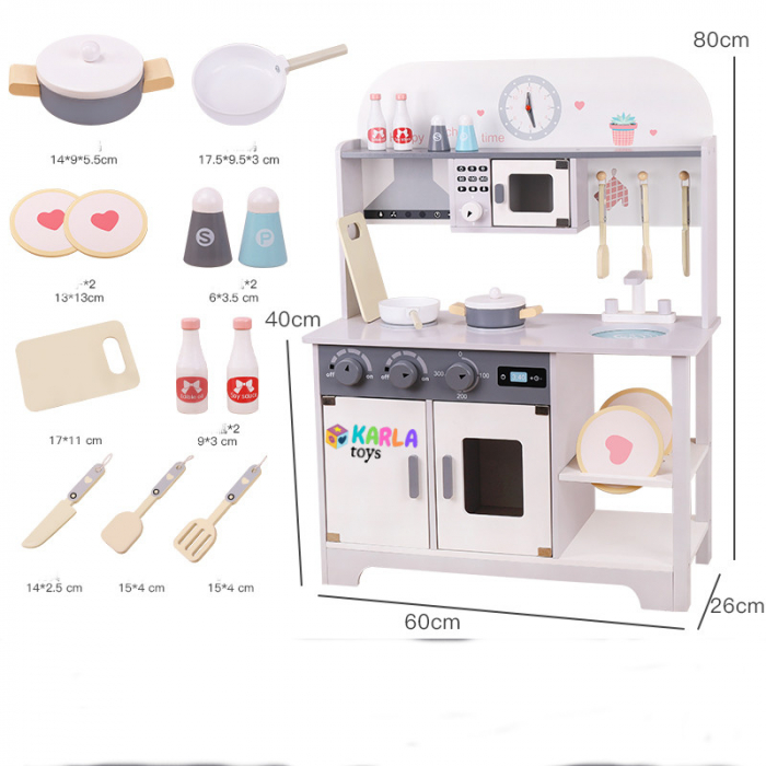 Bucatarie Lemn Copii cu accesori Mare Clasica 86 cm [2]