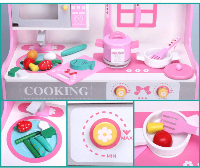 Bucatarie copii din lemn Pink cu accesorii [5]