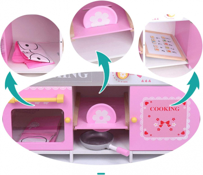 Bucatarie copii din lemn Pink cu accesorii [6]