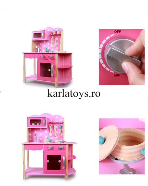 Bucatarie din Lemn Copii cu accesorii Pink [4]
