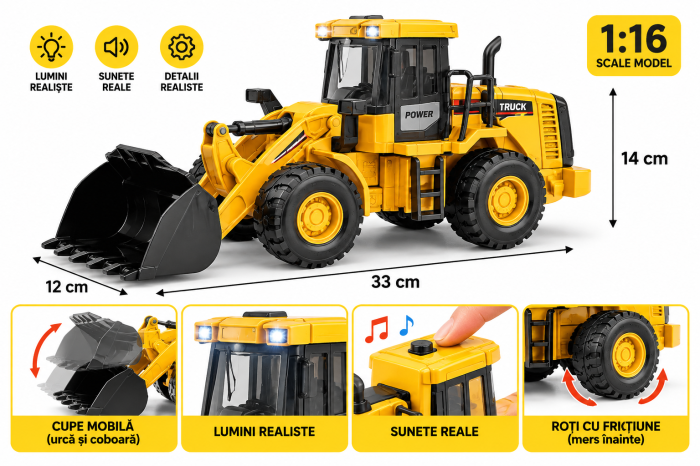 Buldozer de Jucarie, Scara 1:16, Lumini si Sunete [2]