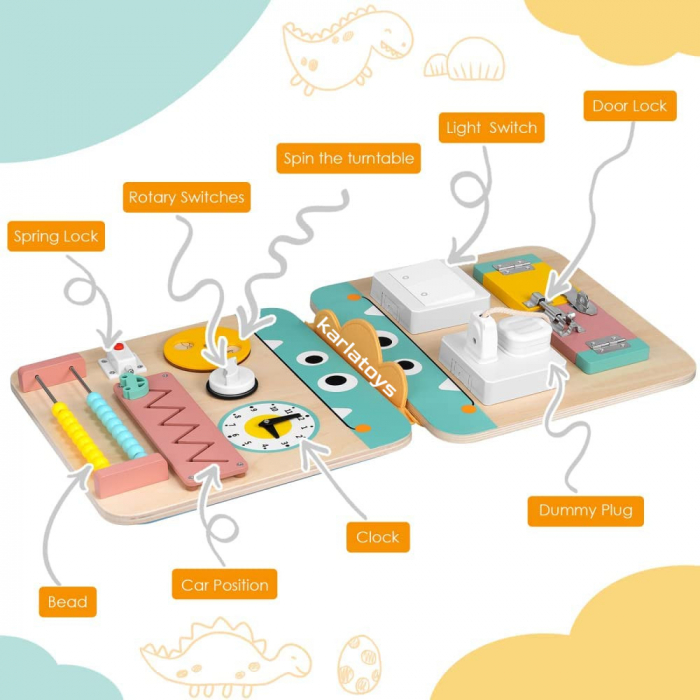 Busy Board Panou din Lemn Montessori cu Activitatii Senzoriale [3]