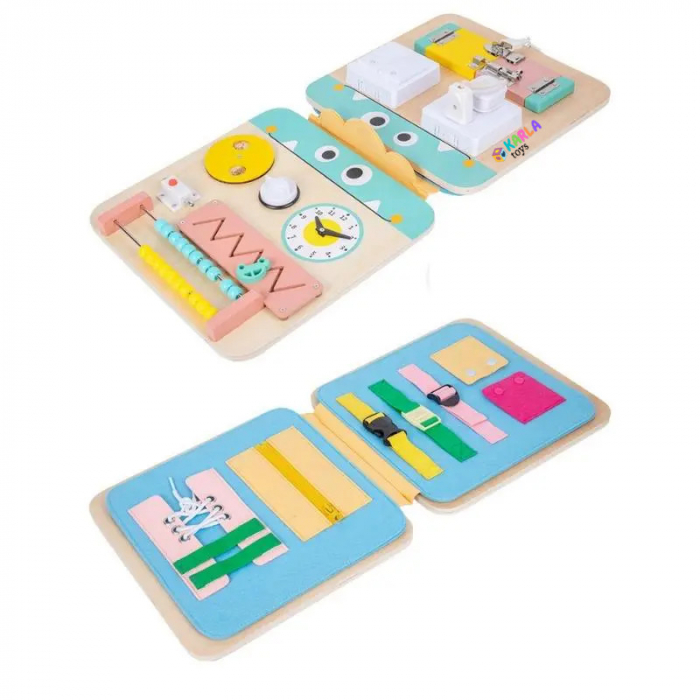 Busy Board Panou din Lemn Montessori cu Activitatii Senzoriale [2]