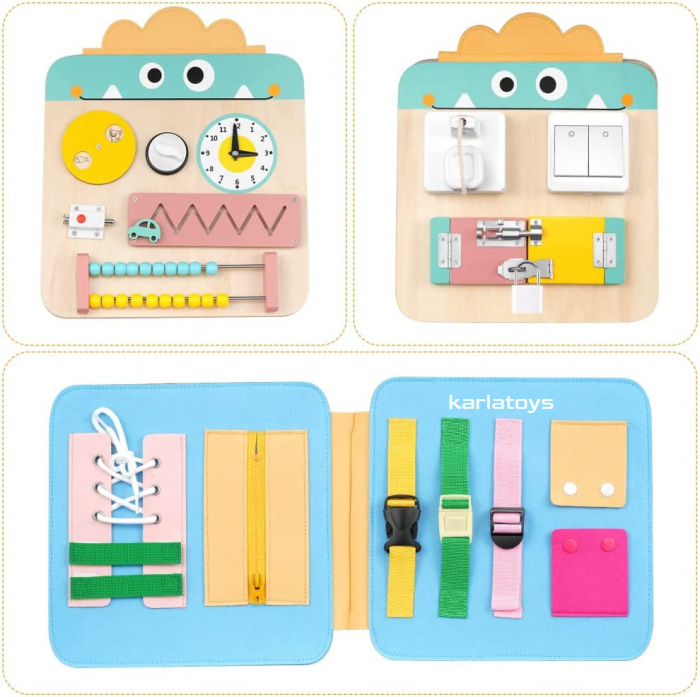 Busy Board Panou din Lemn Montessori cu Activitatii Senzoriale [7]