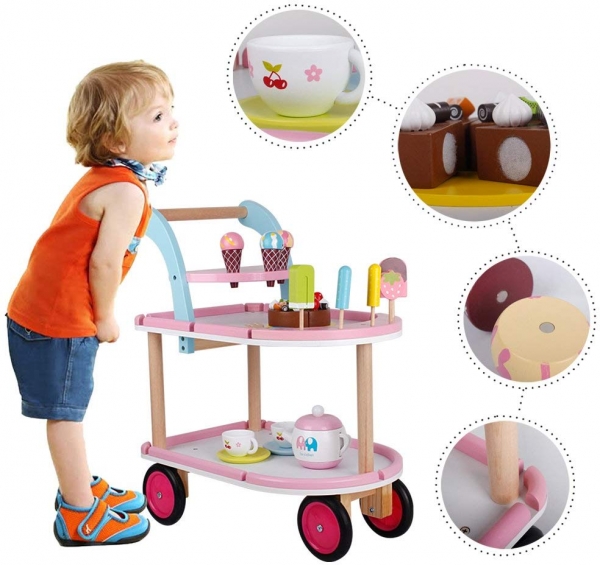 Carucior Inghetata din Lemn cu Accesorii – Masuta Mobila pentru Joc de Rol [4]