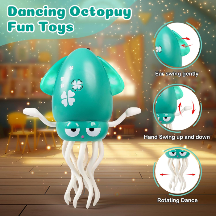 Caracatita Dansatoare Flippy – Jucarie Interactiva Lumina, Muzica, USB Verde [3]
