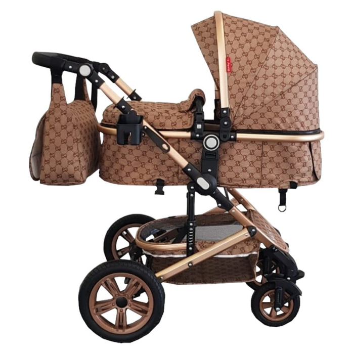 Carucior 3 in 1 Baby Care landou  scoica auto, cadru aluminiu gold Bej [4]