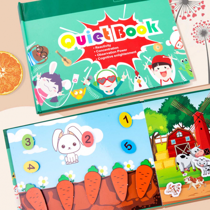Quiet Book Carte cu Activitetii Puzzle cu Stickere Reutilizabile Busy Book [2]