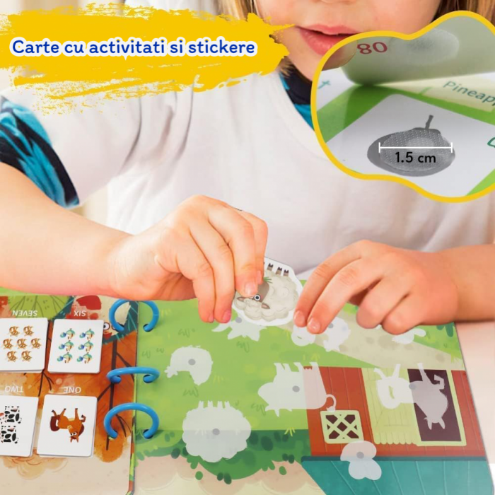 Carte Montessori cu activitati educative Stickere reutilizabile in limba engleza Ferma Busy Book [5]